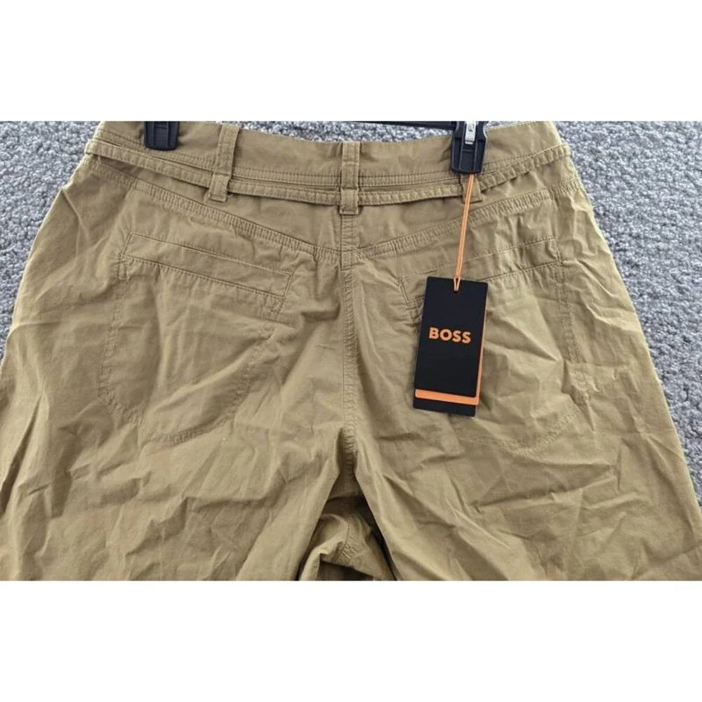 BOSS Orange High-Rise Baggy-Fit Shorts Women's 10 Beige Pleated Zip Hook & Bar